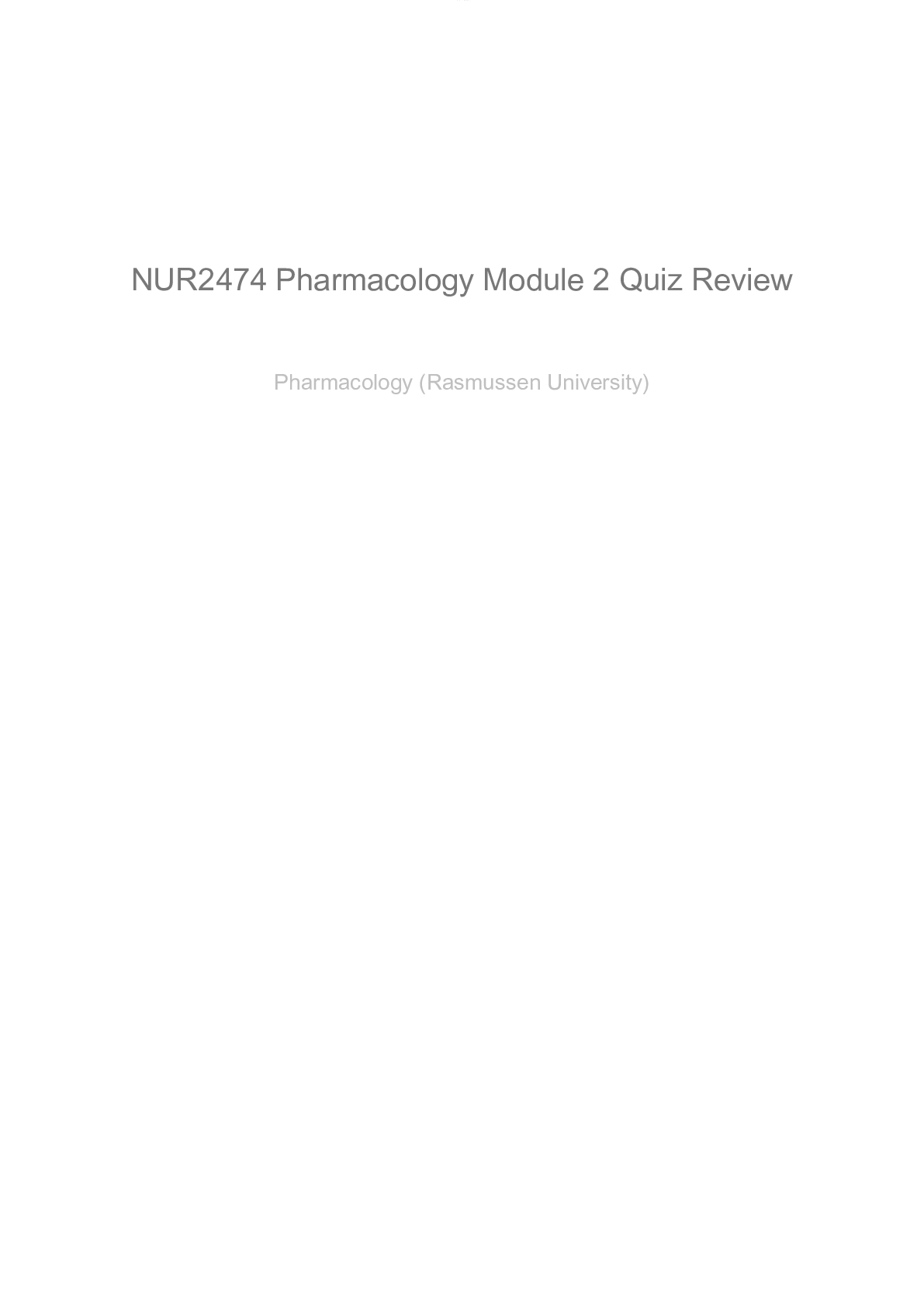Preview image for NUR 2474 Pharmacology Module 2 Quiz Review